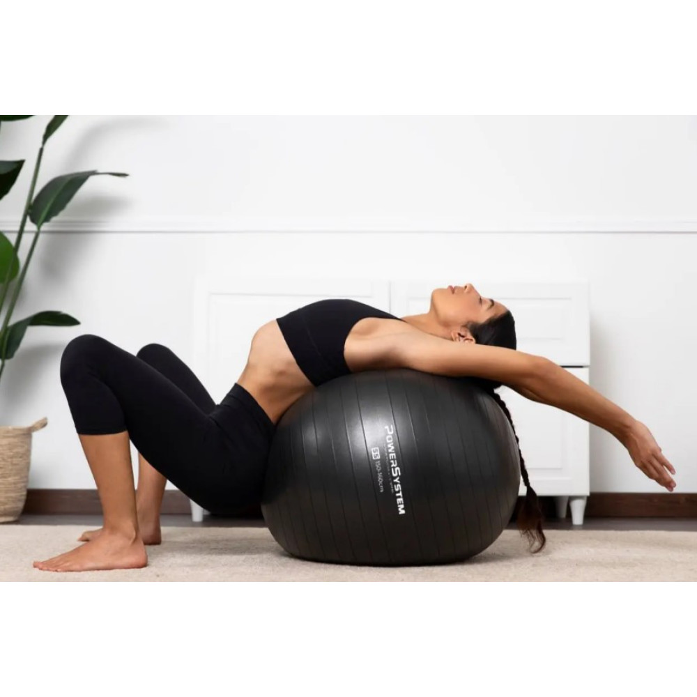 М'яч для фітнесу (фітбол) Power System PS-4012 Ø65 cm PRO Gymball Black (4012BK-0)