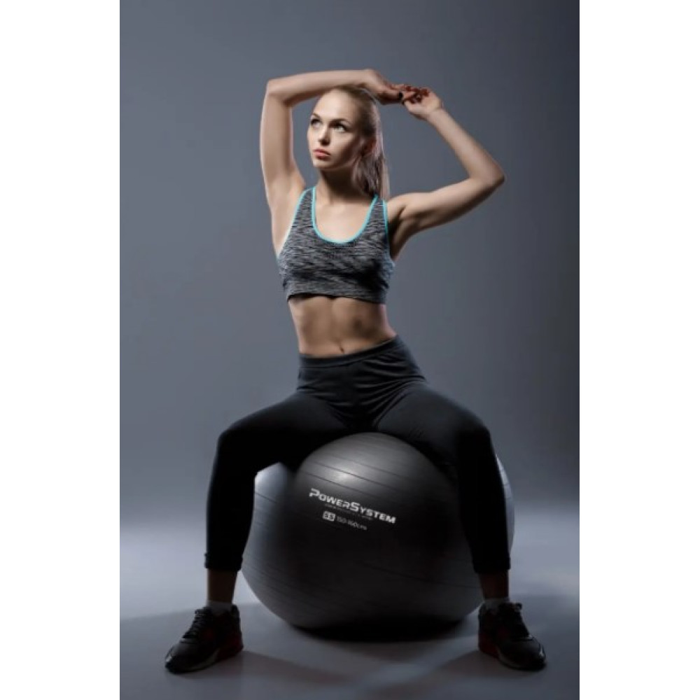 М'яч для фітнесу (фітбол) Power System PS-4013 Ø75 cm PRO Gymball Black (4013BK-0)