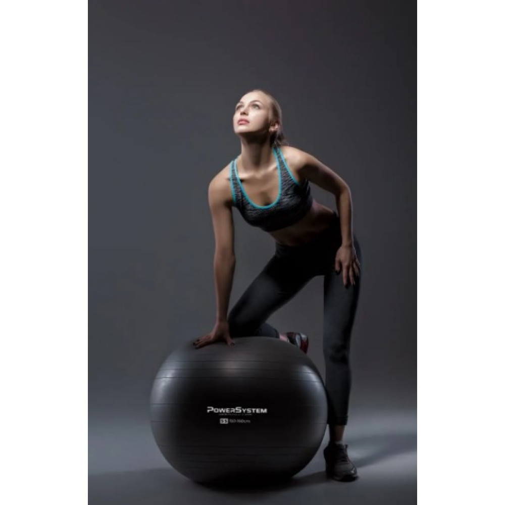 М'яч для фітнесу (фітбол) Power System PS-4013 Ø75 cm PRO Gymball Black (4013BK-0)