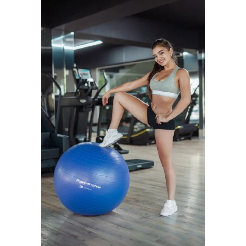 М'яч для фітнесу (фітбол) Power System PS-4011 Ø55 cm PRO Gymball Blue (PS-4011_55cm_Blue)