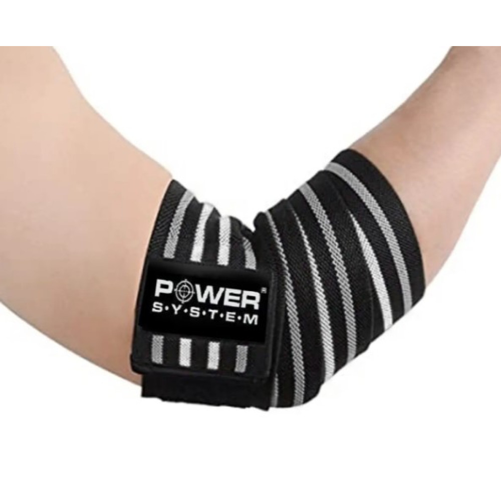 Бинты на локоть Power System PS-3600 Elbow Wraps Grey/Black (пара) (PS-3600_Grey-Black)