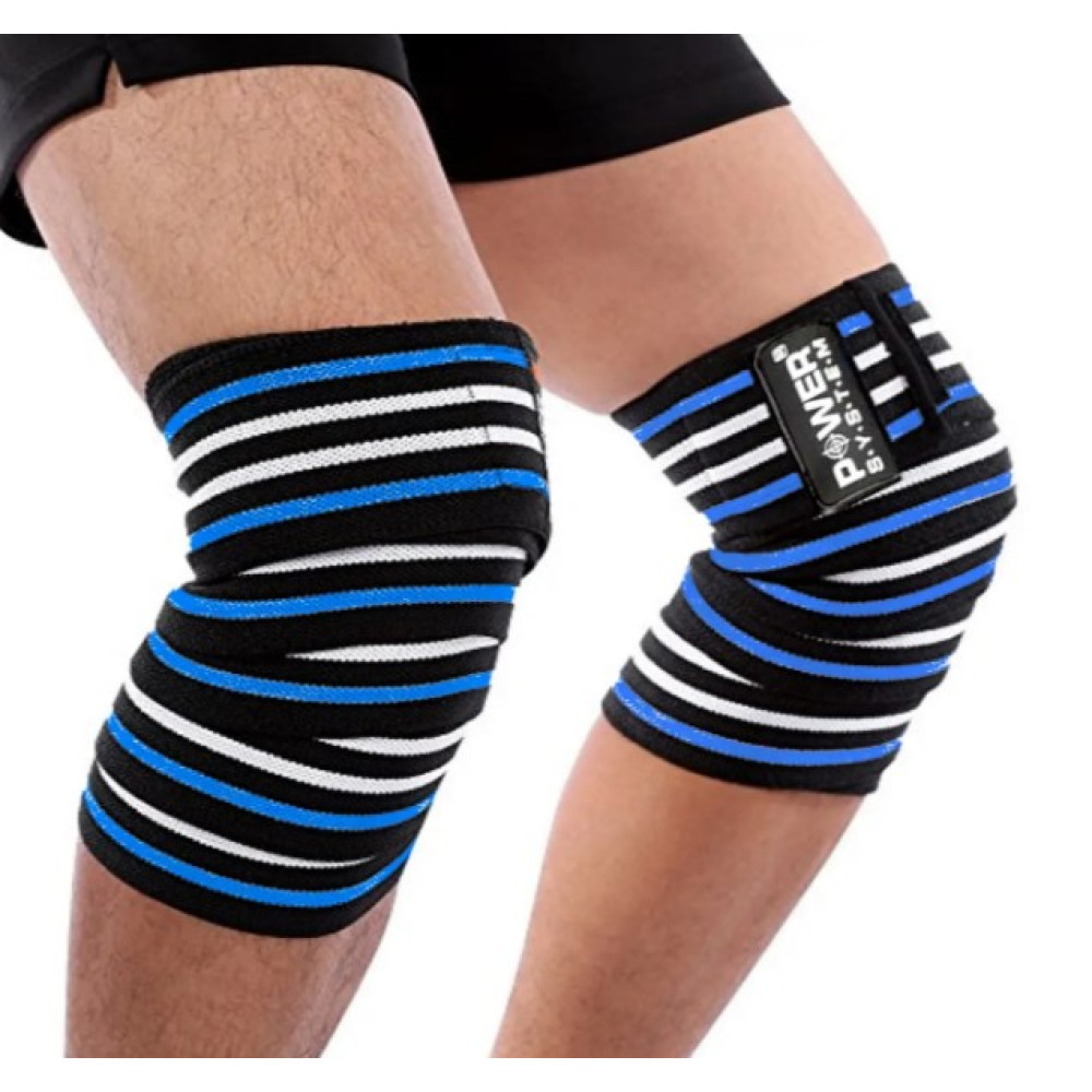 Бинти на коліна Power System PS-3700 Knee Wraps Blue/Black (пара) (PS-3700_Blue-Black)