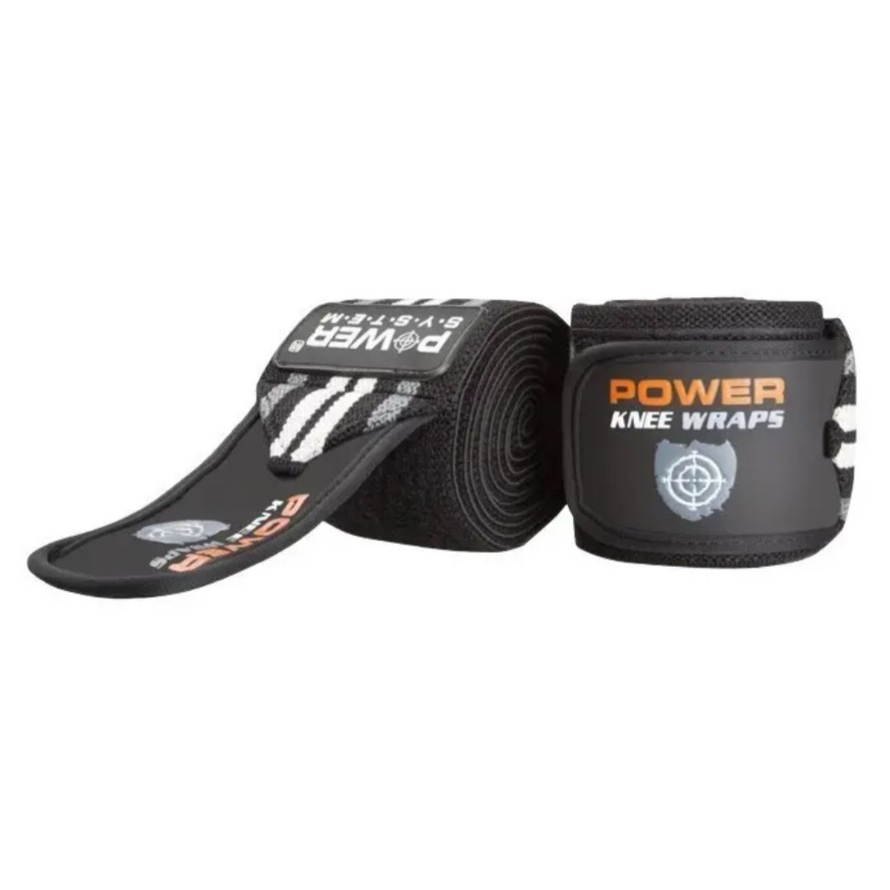 Бинти на коліна Power System PS-3700 Knee Wraps Grey/Black (пара) (PS-3700_Grey-Black)