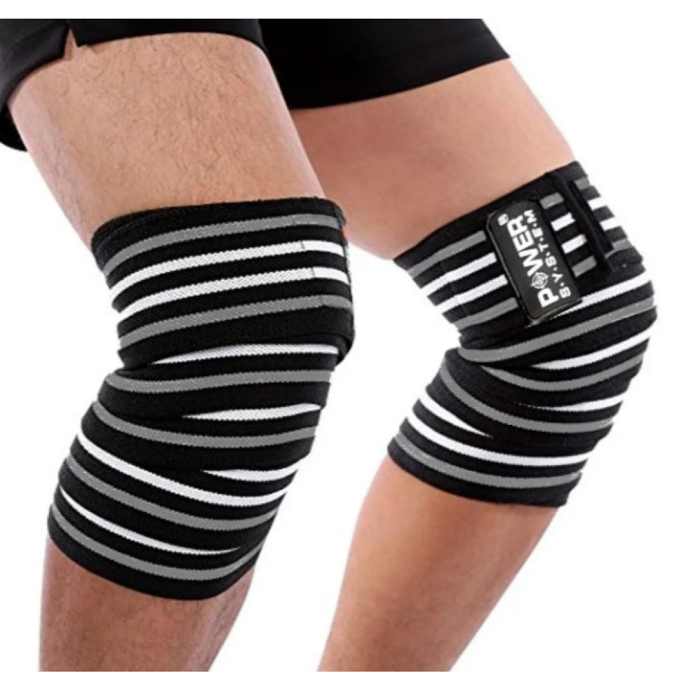 Бинти на коліна Power System PS-3700 Knee Wraps Grey/Black (пара) (PS-3700_Grey-Black)