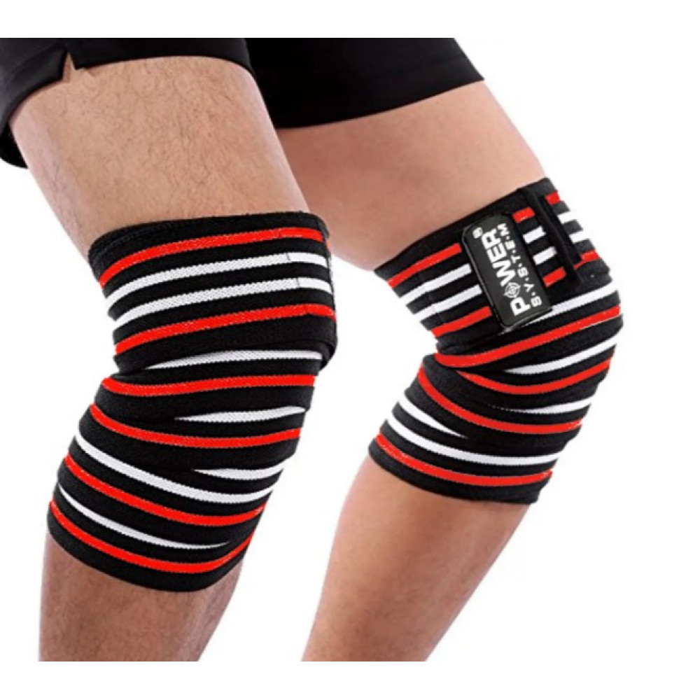 Бинти на коліна Power System PS-3700 Knee Wraps Red/Black (пара) (PS-3700_Red-Black)
