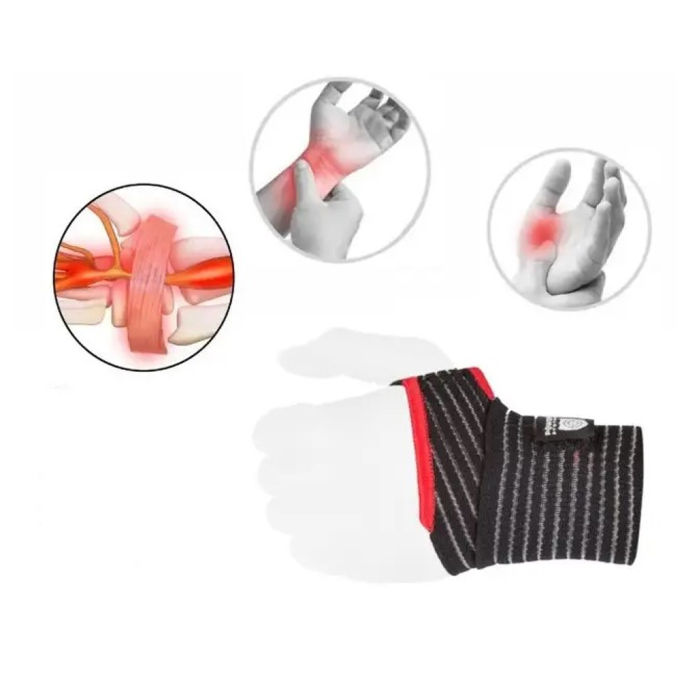 Кистьові бинти Power System PS-6000 Elastic Wrist Support Black/Red (пара) (PS-6000_Black)