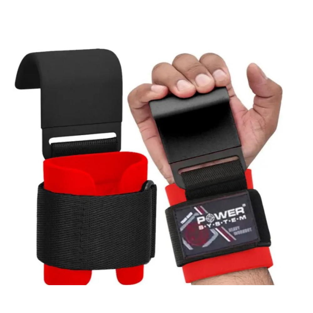 Гаки для тяги на зап'ястя Power System PS-3310 Hardcore Hooks Black/Red (PS-3310_Black-Red)