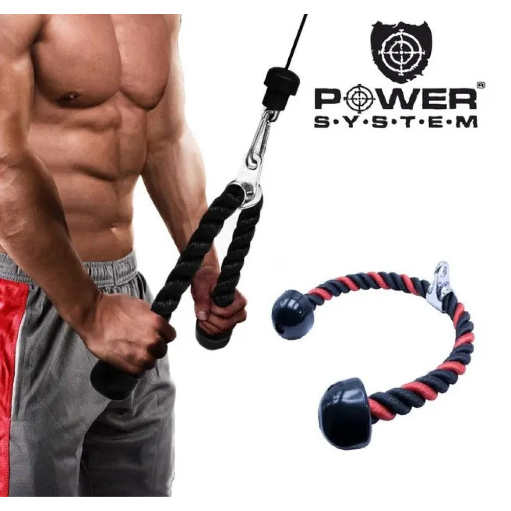 Канат для трицепса з подвійним хватом Power System PS-4041 Triceps Rope Black/Red (PS-4041_Black)