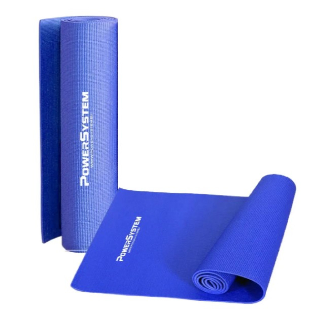 Килимок для йоги та фітнесу Power System PS-4014 PVC Fitness-Yoga Mat Blue (173x61x0.6) (PS-4014_Blue)