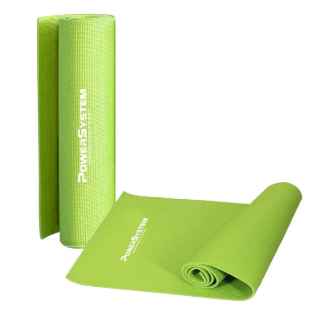 Килимок для йоги та фітнесу Power System PS-4014 PVC Fitness-Yoga Mat Green (173x61x0.6) (PS-4014_Green)