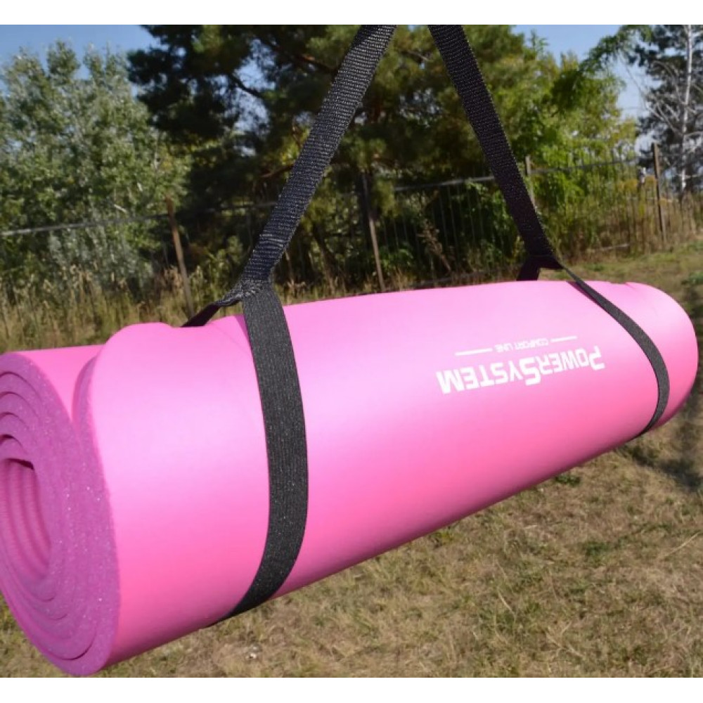 Коврик для йоги и фитнеса Power System PS-4017 NBR Fitness Yoga Mat Plus Pink (180х61х1) (PS-4017_Pink)