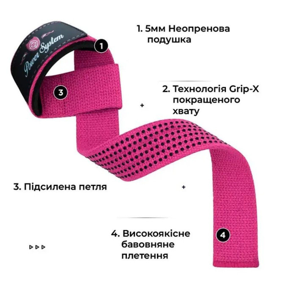 Лямки для тяги Power System PS-3420 G-Power Straps Pink (PS-3420_Pink)