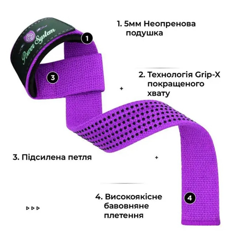 Лямки для тяги Power System PS-3420 G-Power Straps Purple (PS-3420_Purple)