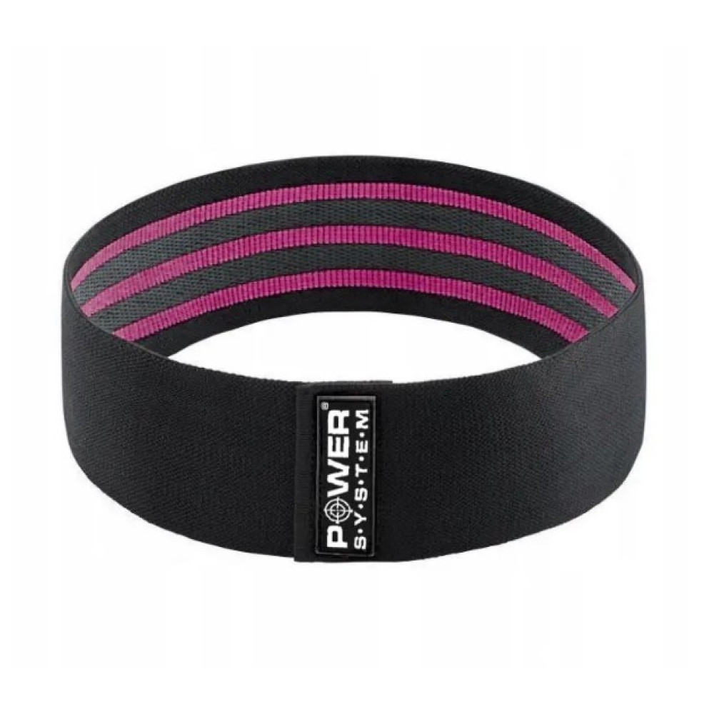 Тканевая резинка для фитнеса и спорта Power System PS-4091 Booty Band LVL 1 Black/Pink (d_64 см. 18-23 кг) (4091PI-0)