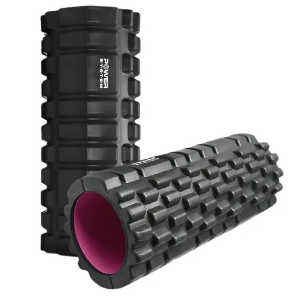 Масажний ролик (роллер) Power System PS-4050 Fitness Foam Roller Black/Pink (33x15см) (4050PI-0)