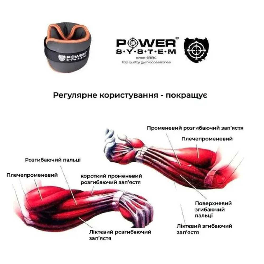 Обважнювачі-манжети для ніг та рук Power System PS-4071 Wrist Weights (2 шт*2 кг) (PS_4071_Grey)
