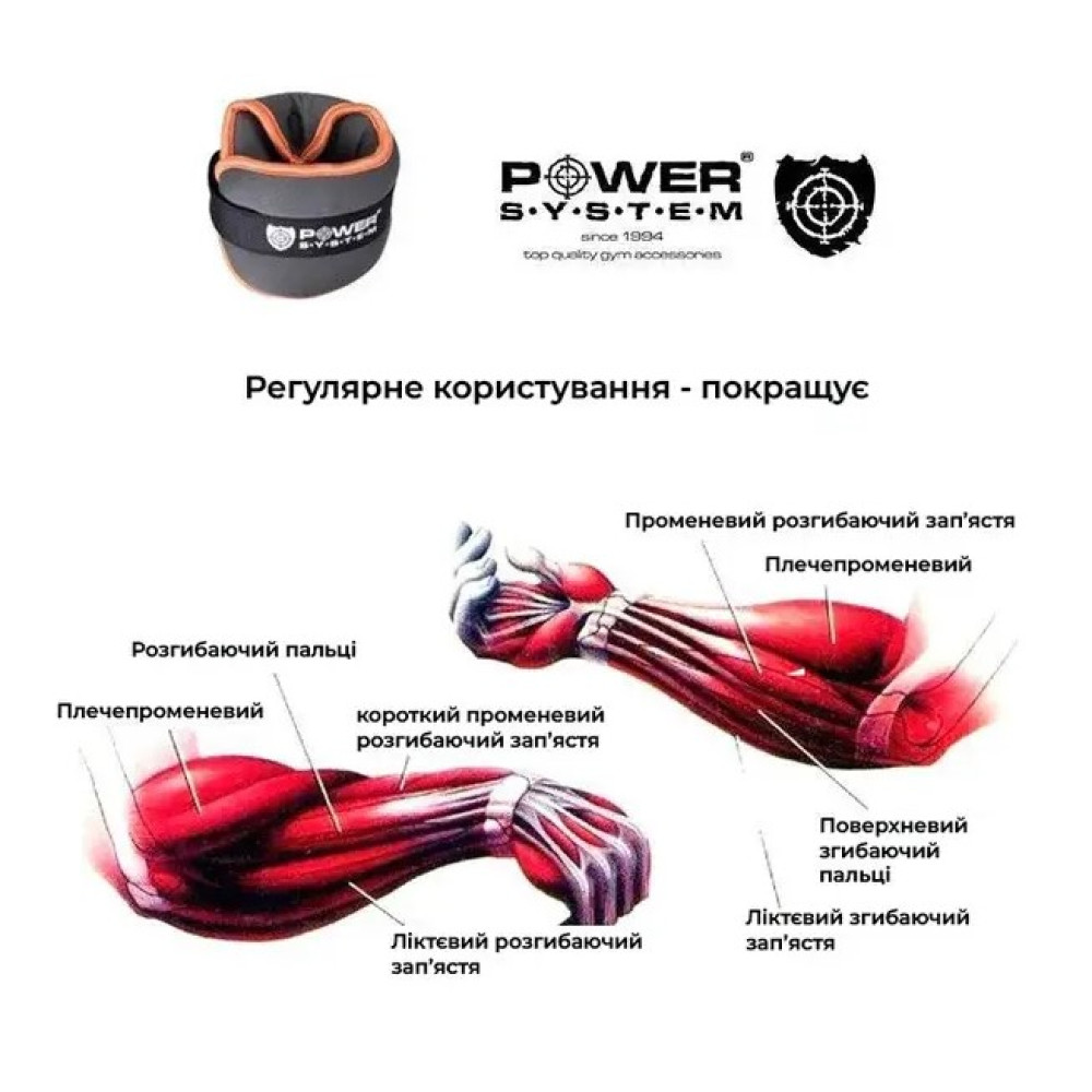 Обважнювачі-манжети для ніг та рук Power System PS-4072 Ankle Weights (2 шт*1.5 кг) (PS_4072_Grey)