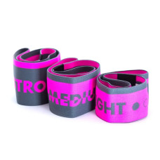Набор тканевых резинок для фитнеса и спорта MadMax MFA-305 Hiploop 3 шт Grey/Pink (MFA-305-3set)