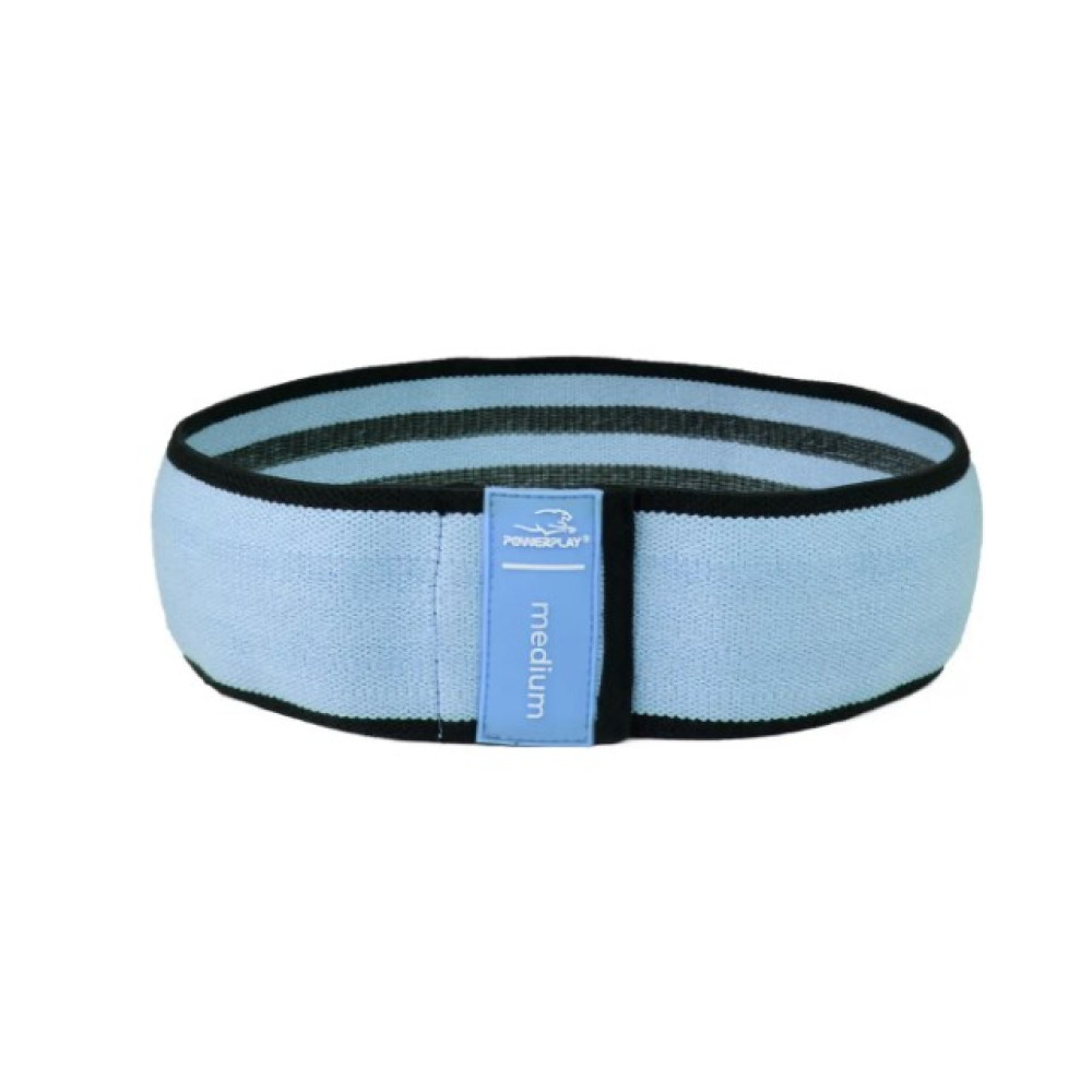 Тканева гумка для фітнесу та спорту PowerPlay 4111 Hip Band M Medium Блакитна (d_76cm) (PP_4111_Blue_M)