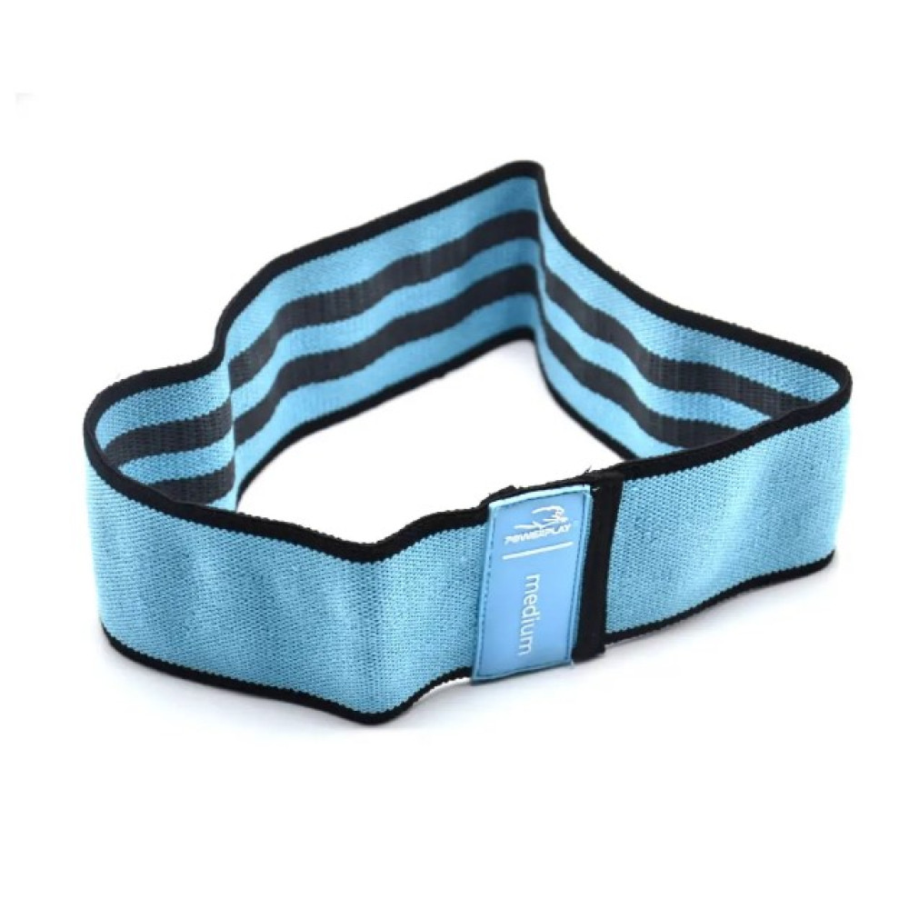 Тканева гумка для фітнесу та спорту PowerPlay 4111 Hip Band M Medium Блакитна (d_76cm) (PP_4111_Blue_M)