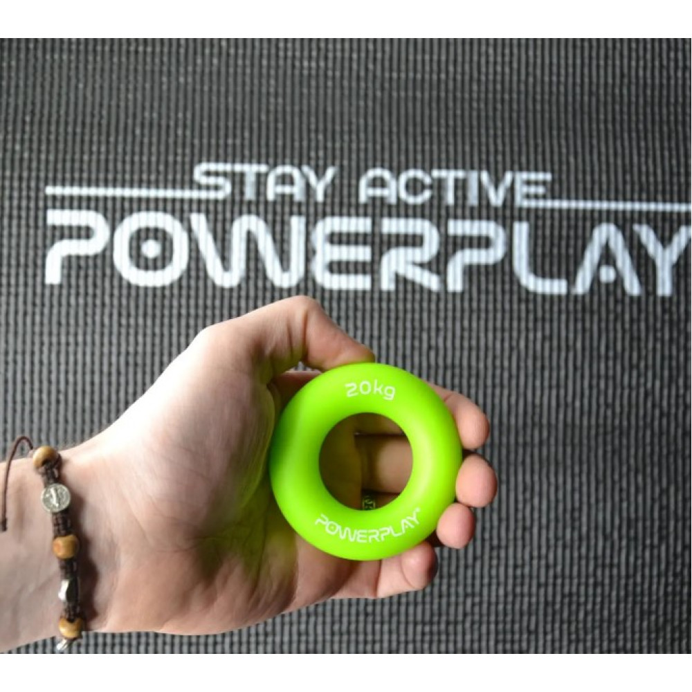 Еспандер кистьовий силіконовий PowerPlay PP-4324 Hand Grip Ring Medium 20 кг Зелений (PP_4324_20kg)
