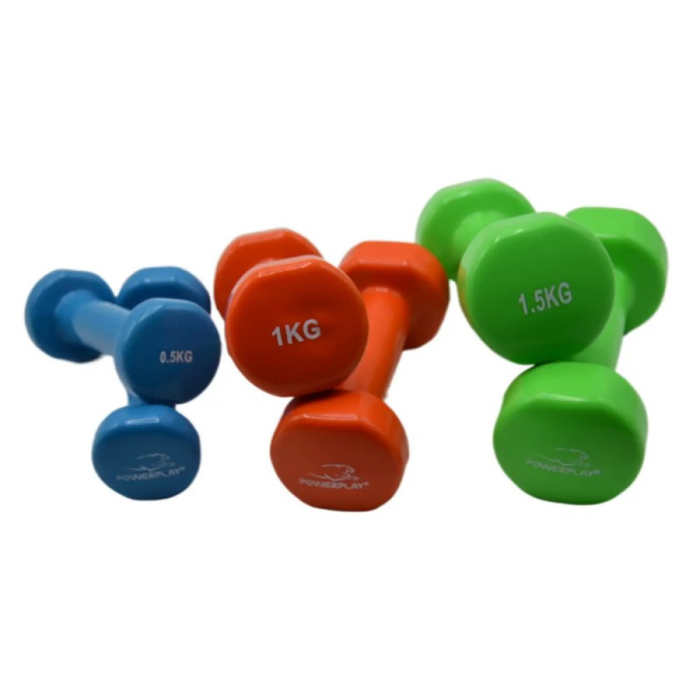 Набір гантелей в кейсі 6 кг PowerPlay 4103 Fitness Dumbells 2 шт *0,5 кг, 2 шт*1 кг, 2 шт*1,5 кг (PP_4103_6kg)