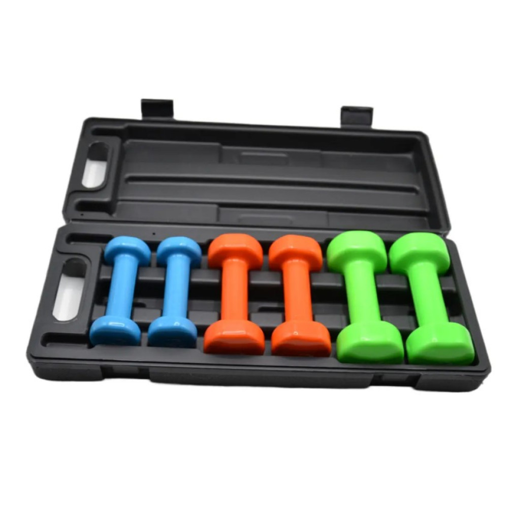 Набір гантелей в кейсі 6 кг PowerPlay 4103 Fitness Dumbells 2 шт *0,5 кг, 2 шт*1 кг, 2 шт*1,5 кг (PP_4103_6kg)