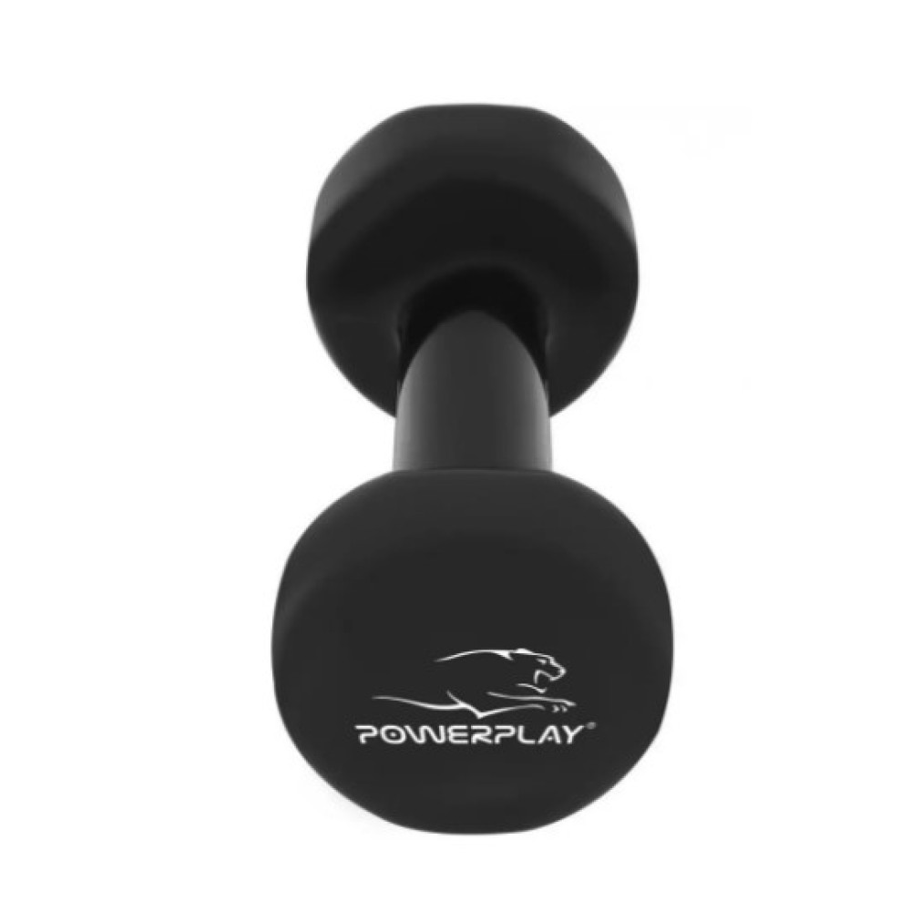 Гантелі вінілові PowerPlay 2 * 1,5 кг PP_4121 Чорні 2 шт + Гумка для фітнесу 7,5кг (PP_4121_2*1,5kg)