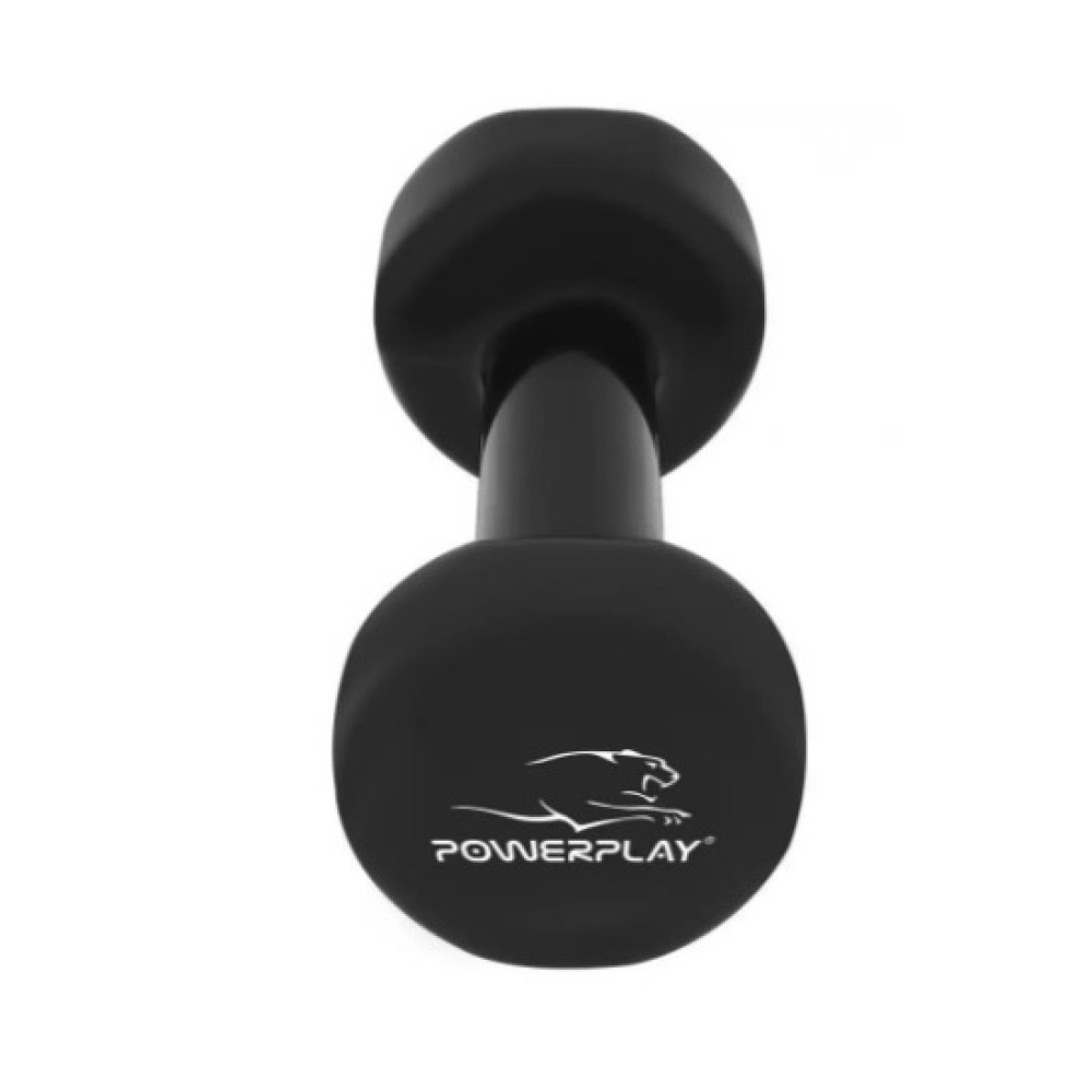 Гантелі вінілові PowerPlay 2 * 1 кг PP_4121 Чорні 2 шт + Гумка для фітнесу 7,5 кг (PP_4121_2*1kg)
