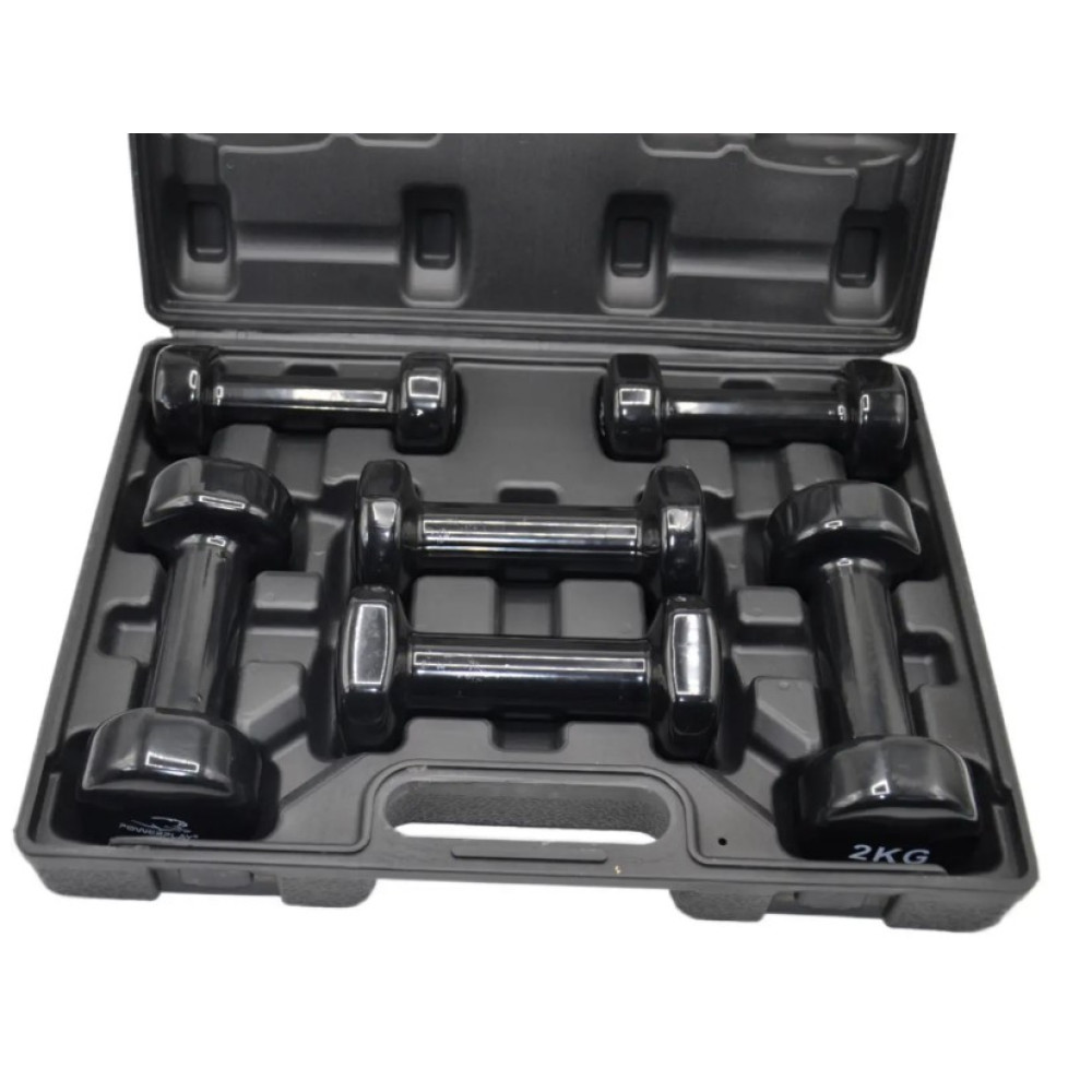 Набір гантелей в кейсі 9 кг. PowerPlay 4121 Fitness Dumbells (2 шт*1 кг, 2 шт*1,5 кг, 2 шт*2 кг) (PP_4121_9kg)
