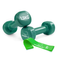 Гантель виниловая PowerPlay 4125 Achilles 2*1,5 кг Зеленые 2 шт (PP_4125_1,5kg_2in)