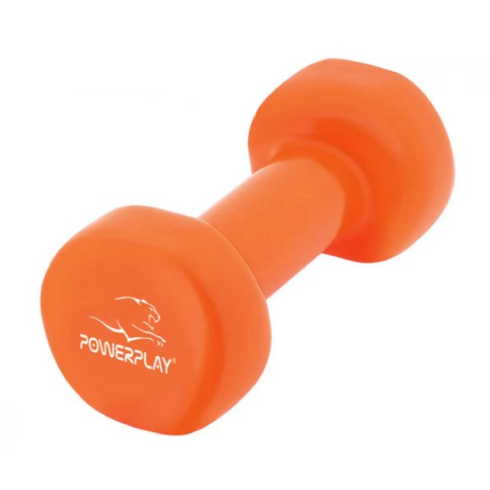 Гантелі вінілові PowerPlay 4125 Achilles 2*1 кг Помаранчеві 2 шт + Гумка для фітнесу 7,5 кг (PP_4125_1kg_2in)