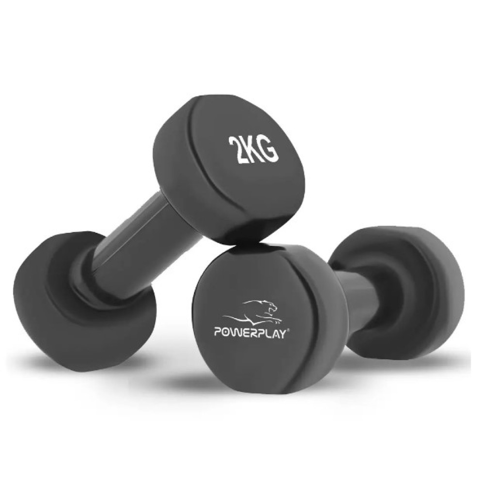 Гантелі вінілові PowerPlay 4125 Achilles 2*2 кг Чорні 2 шт (PP_4125_2kg_2in)