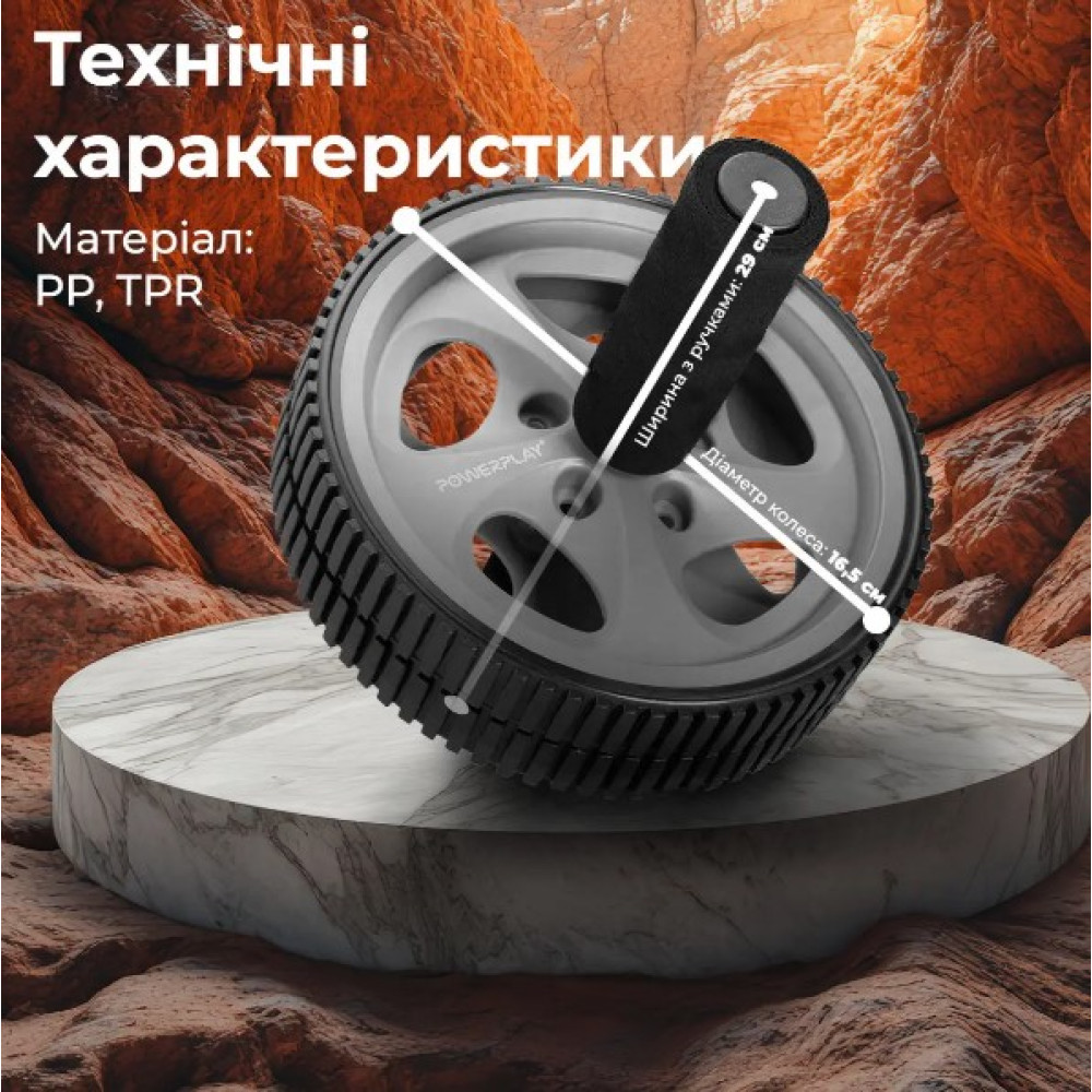 Колесо для преса PowerPlay PP-4345 Exercise Wheel (d16.5cm) Сіре (PP_4345)
