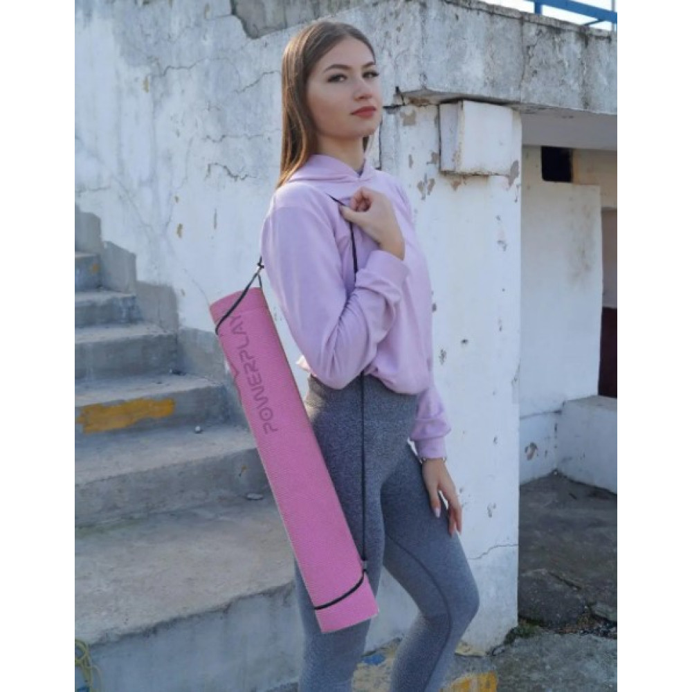 Килимок для йоги та фітнесу PowerPlay 4010 PVC Yoga Mat Рожевий (173x61x0.6) (PP_4010_Rose_(173*0,6))
