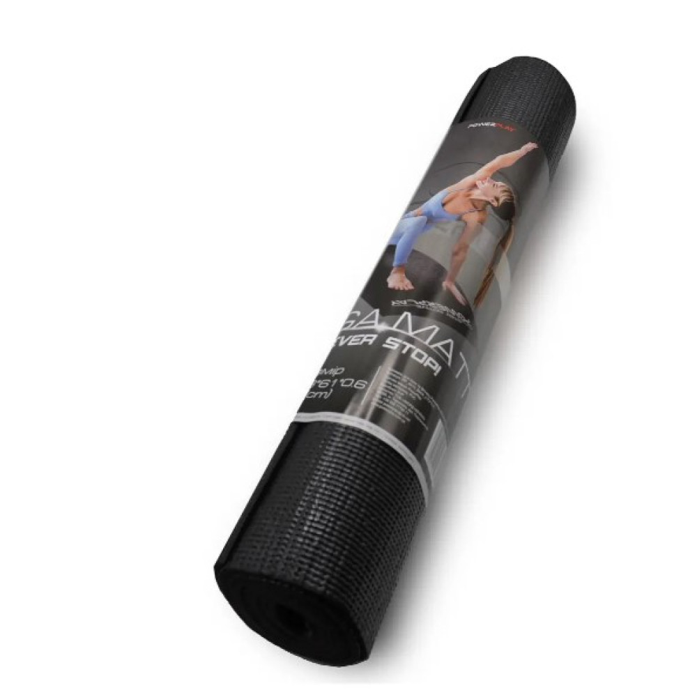 Килимок для йоги та фітнесу PowerPlay 4010 PVC Yoga Mat Чорний (173x61x0.6) (PP_4010_Black_(173*0,6))