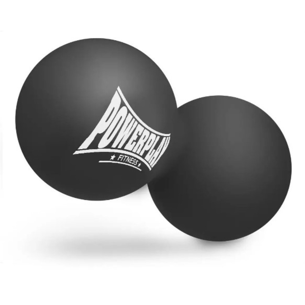 Масажний силіконовий подвійний м'яч PowerPlay PP-4355 Silicone Lacrosse Peanut Ball (6.4*12.7 см) Чорний (PP-4355_Black)
