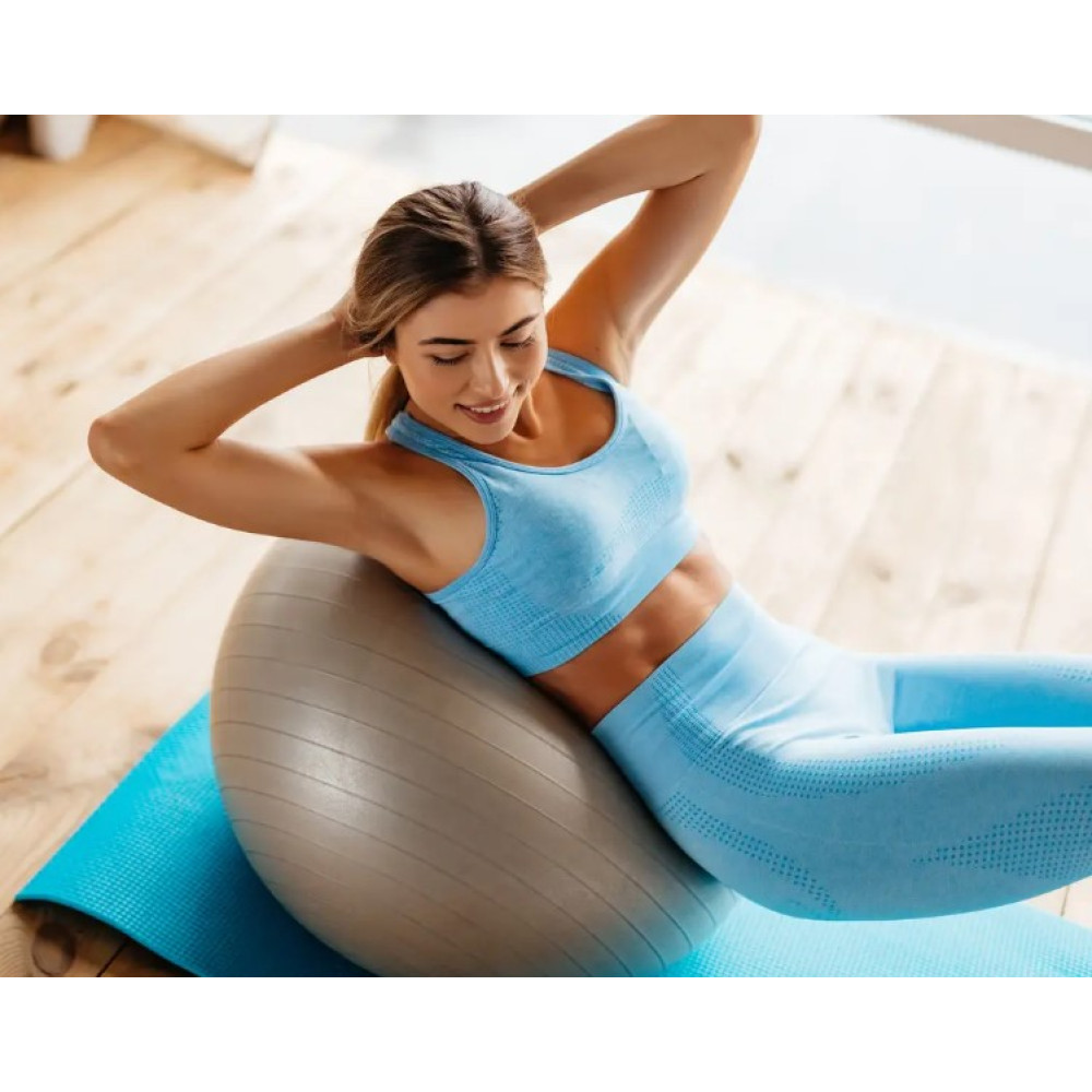 М'яч для фітнесу (фітбол) PowerPlay 4001 Ø65 cm Gymball Сірий + помпа (PP_4001_65_Grey)