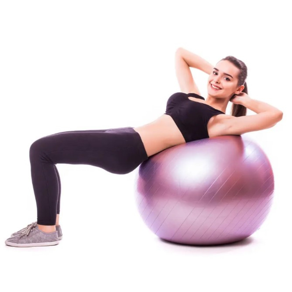 М'яч для фітнесу (фітбол) PowerPlay 4001 Ø65 cm Gymball Ліловий + помпа (PP_4001_65_Lilac)