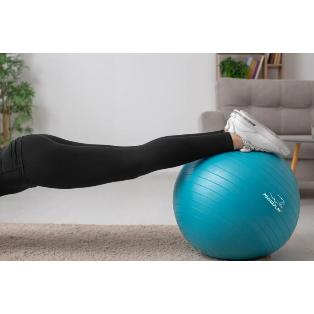 М'яч для фітнесу (фітбол) PowerPlay 4001 Ø65 cm Gymball М'ятний + помпа (PP_4001_65_Mint)