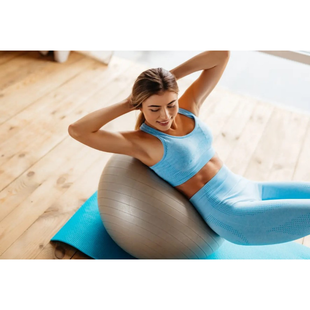 М'яч для фітнесу (фітбол) PowerPlay 4001 Ø75 cm Gymball Сріблястий + помпа (PP_4001_75_Silver)