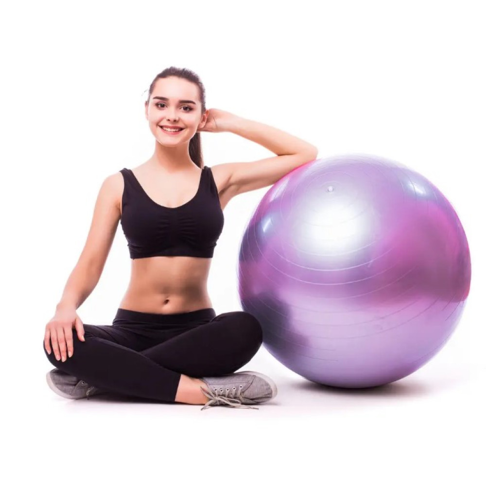 М'яч для фітнесу (фітбол) PowerPlay 4001 Ø75 cm Gymball Фіолетовий + помпа (PP_4001_75_Voilet)