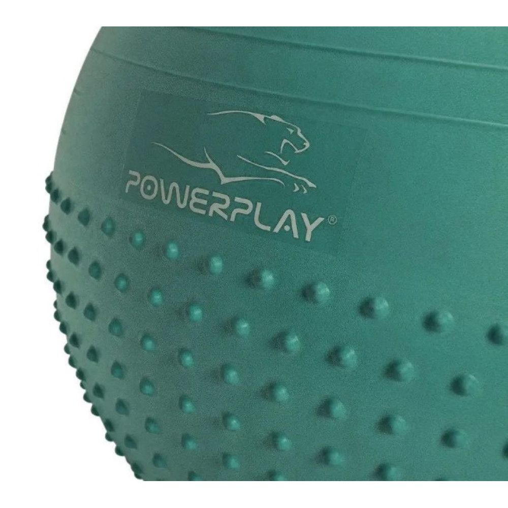 Мяч для фитнеса (фитбол) полумассажный PowerPlay 4003 Ø65 cm Gymball Зеленый + насос (PP_4003_65_Green)