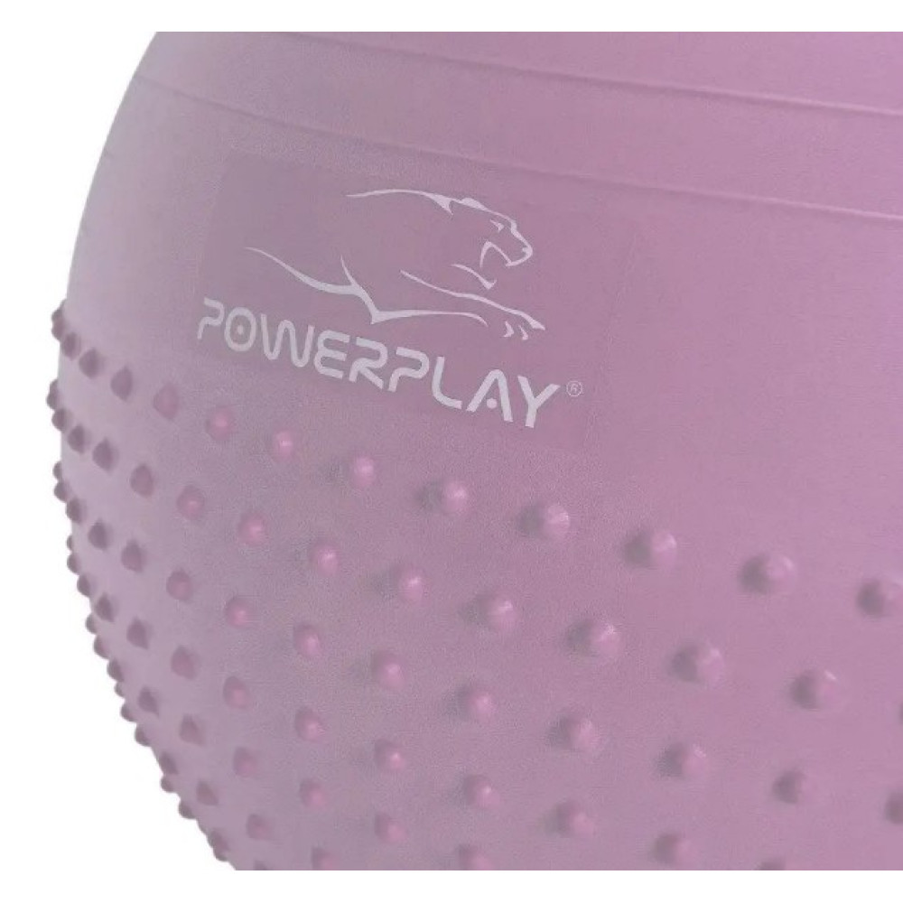 М'яч для фітнесу (фітбол) напівмасажний PowerPlay 4003 Ø65 cm Gymball Ліловий + помпа (PP_4003_65cm_Violet)