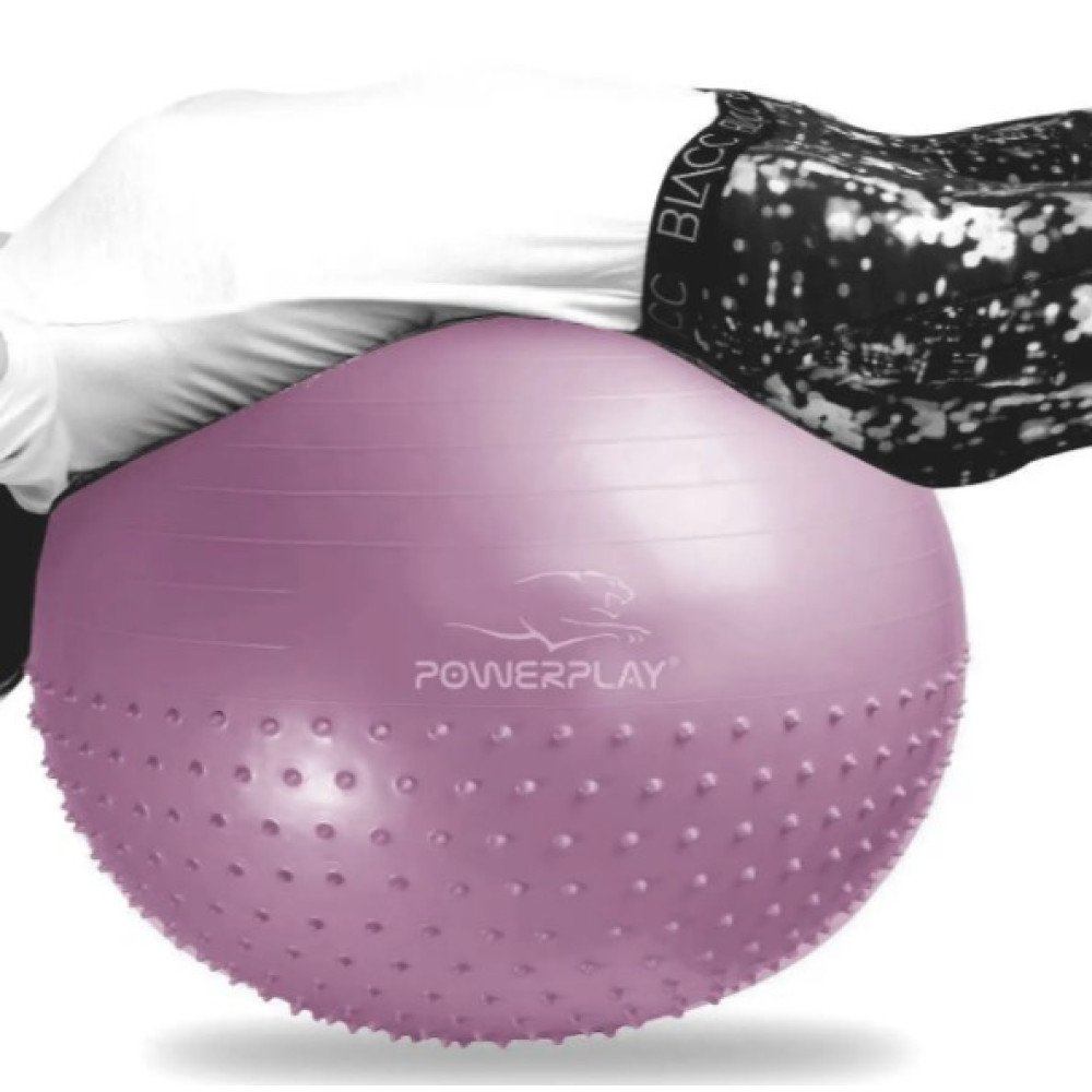 М'яч для фітнесу (фітбол) напівмасажний PowerPlay 4003 Ø65 cm Gymball Ліловий + помпа (PP_4003_65cm_Violet)