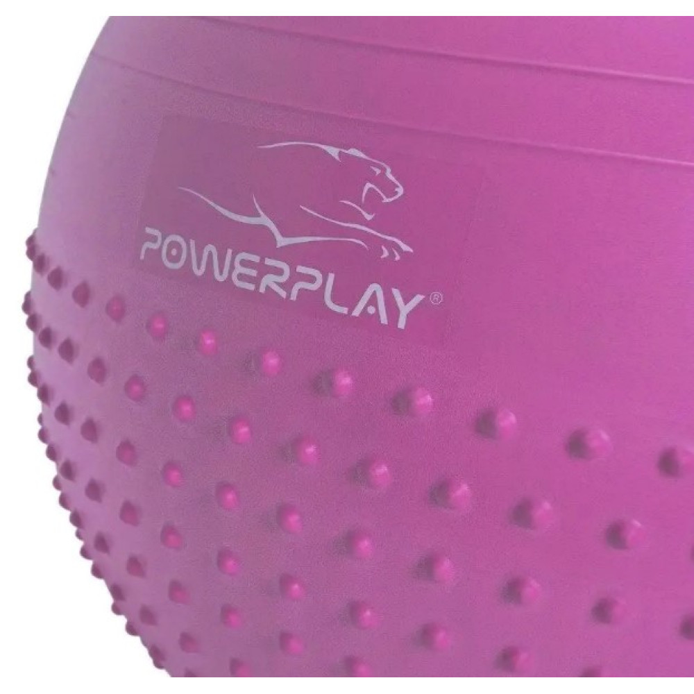 М'яч для фітнесу (фітбол) напівмасажний PowerPlay 4003 Ø75 cm Gymball Бузковий + помпа (PP_4003_75cm_Light-purple)