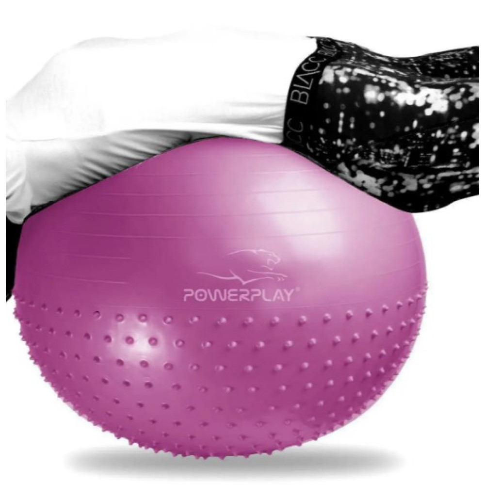 М'яч для фітнесу (фітбол) напівмасажний PowerPlay 4003 Ø75 cm Gymball Бузковий + помпа (PP_4003_75cm_Light-purple)