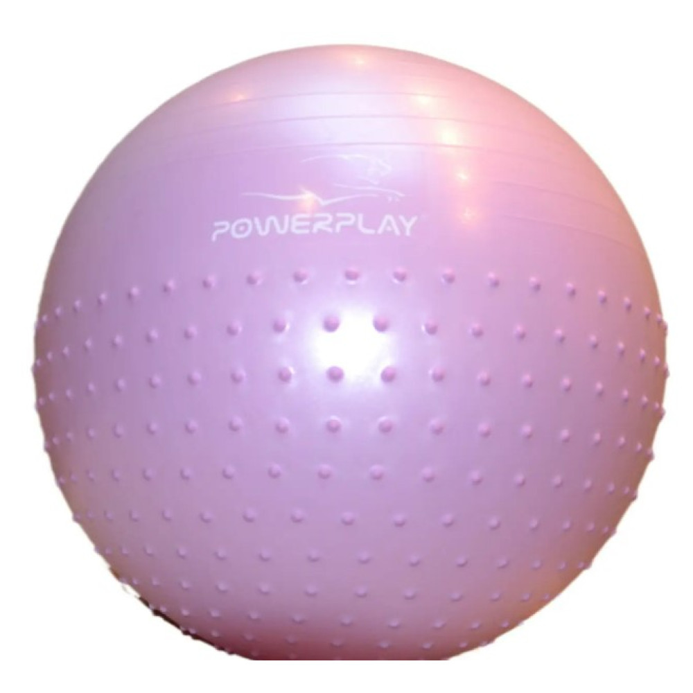 М'яч для фітнесу (фітбол) напівмасажний PowerPlay 4003 Ø75 cm Gymball Бузковий + помпа (PP_4003_75cm_Light-purple)