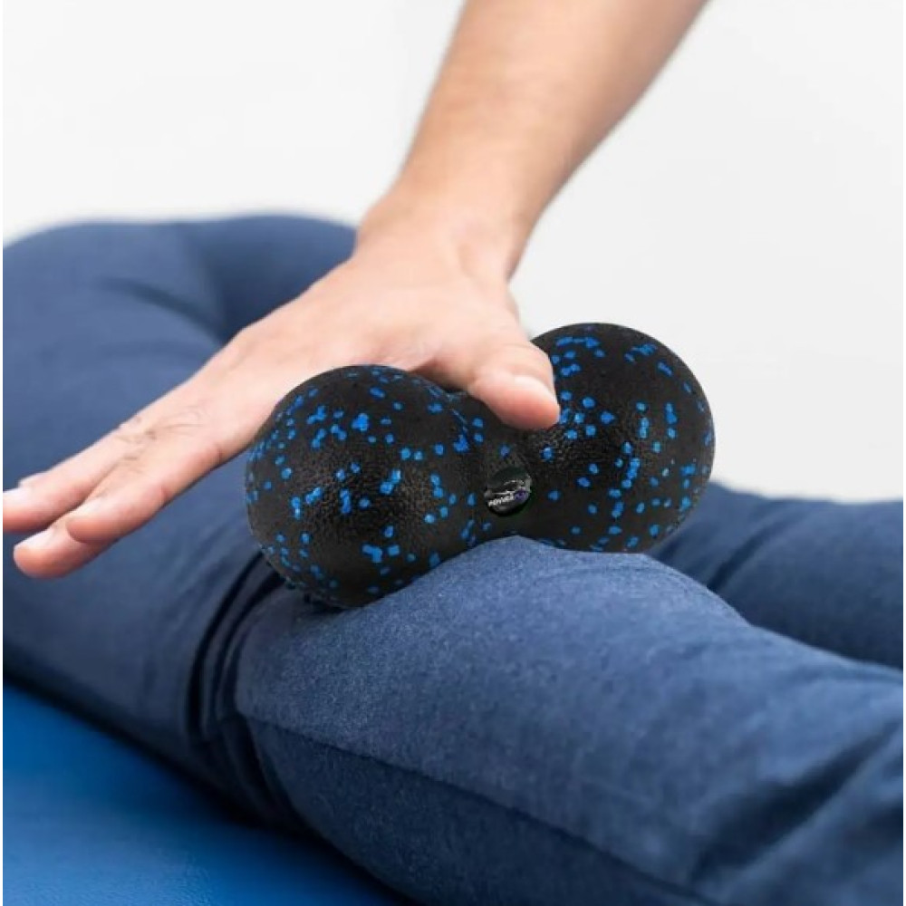 Масажний м'яч подвійний PowerPlay PP-4352 Epp foam peanut ball (d8*16 см) Чорно/Синій (PP_4352_Blue_8*16)