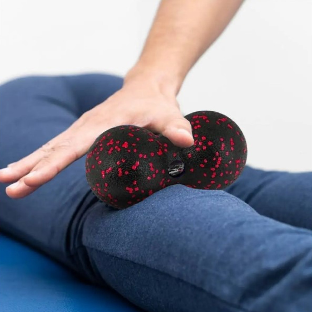 Масажний м'яч подвійний PowerPlay PP-4352 Epp foam peanut ball (d8*16 см) Чорно/Червоний (PP_4352_Red_8*16)